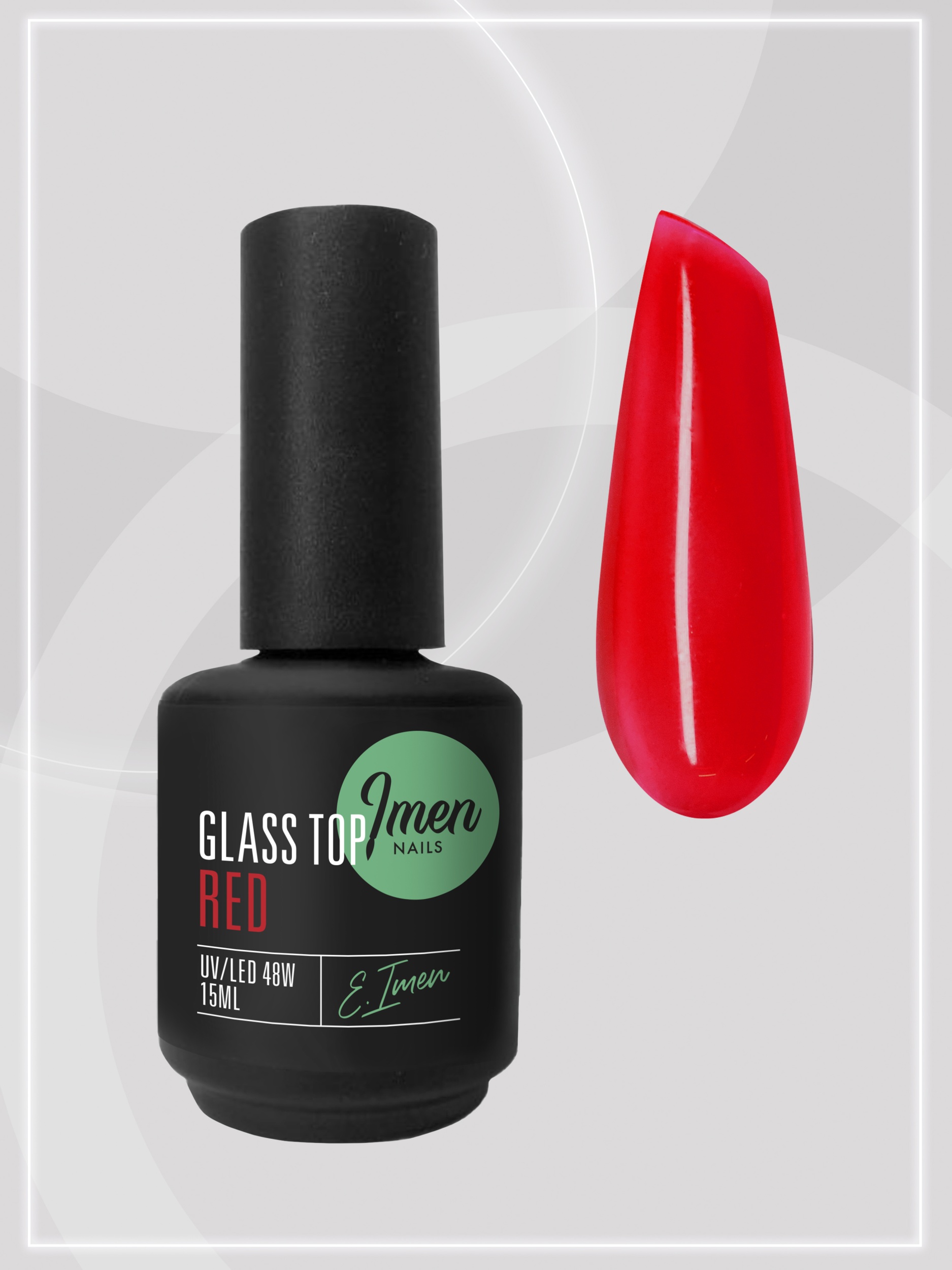 Top Glass Red (топ витражный без липкого слоя, красный) Imen, 15мл